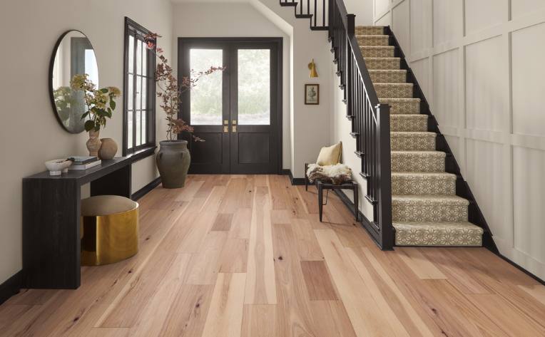 wood look laminate flooring in entryway