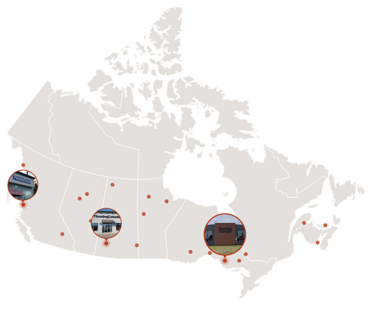 Map of showing location of Flooring Canada Stores in Canada 