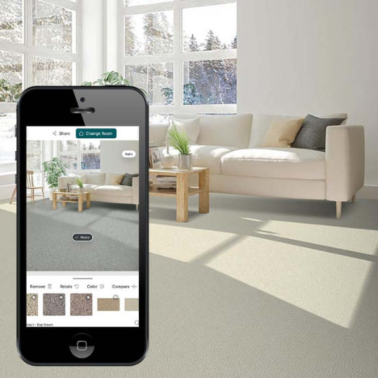 room visualizer flooring tool used on phone